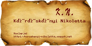 Köröskényi Nikoletta névjegykártya