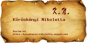 Köröskényi Nikoletta névjegykártya