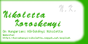 nikoletta koroskenyi business card