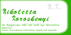 nikoletta koroskenyi business card